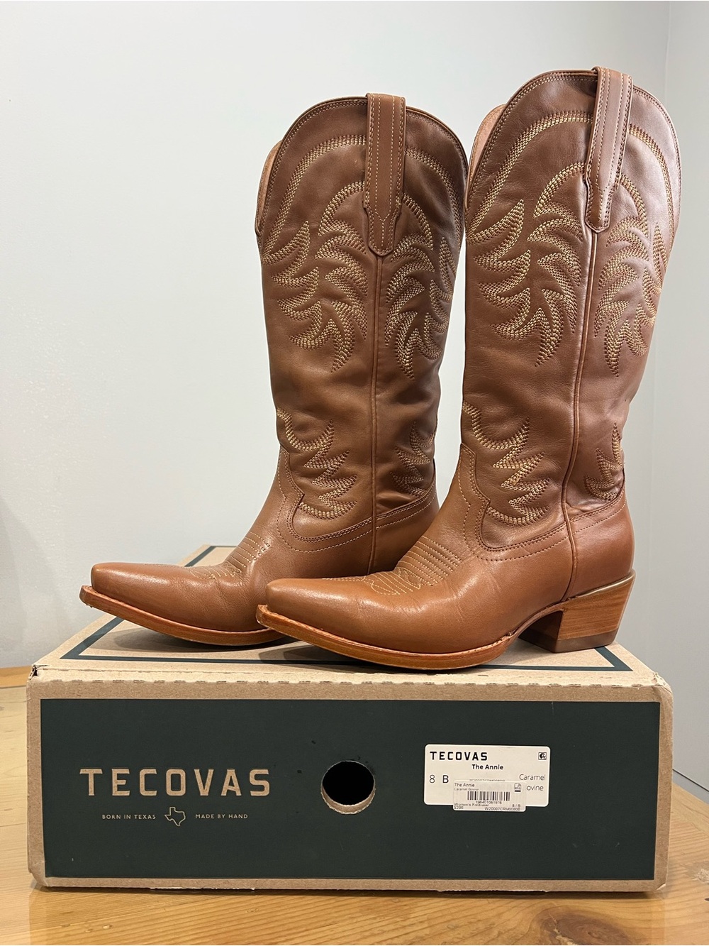 Tecovas The Annie Caramel Leather Western Boots size 8